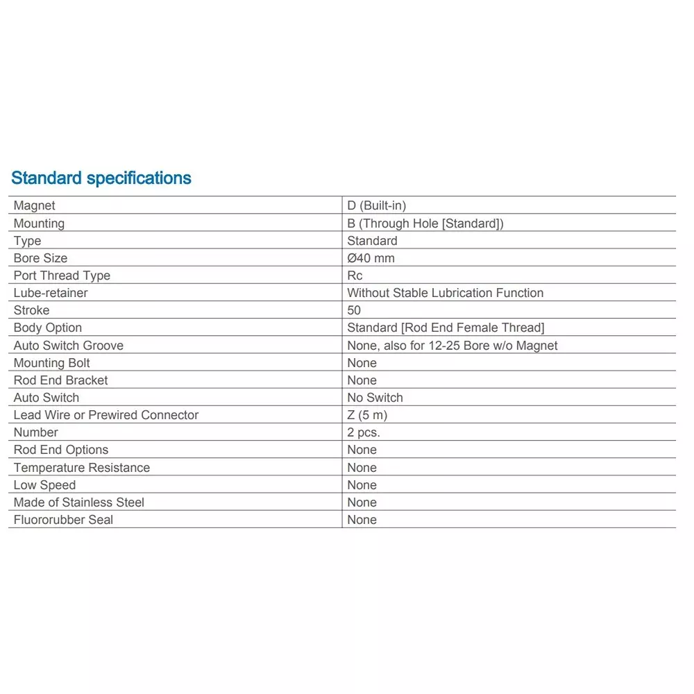 SMC CDQ2B40-50DZ (Stroke 50 mm) Pneumatic Compact Air Cylinder with Magnet