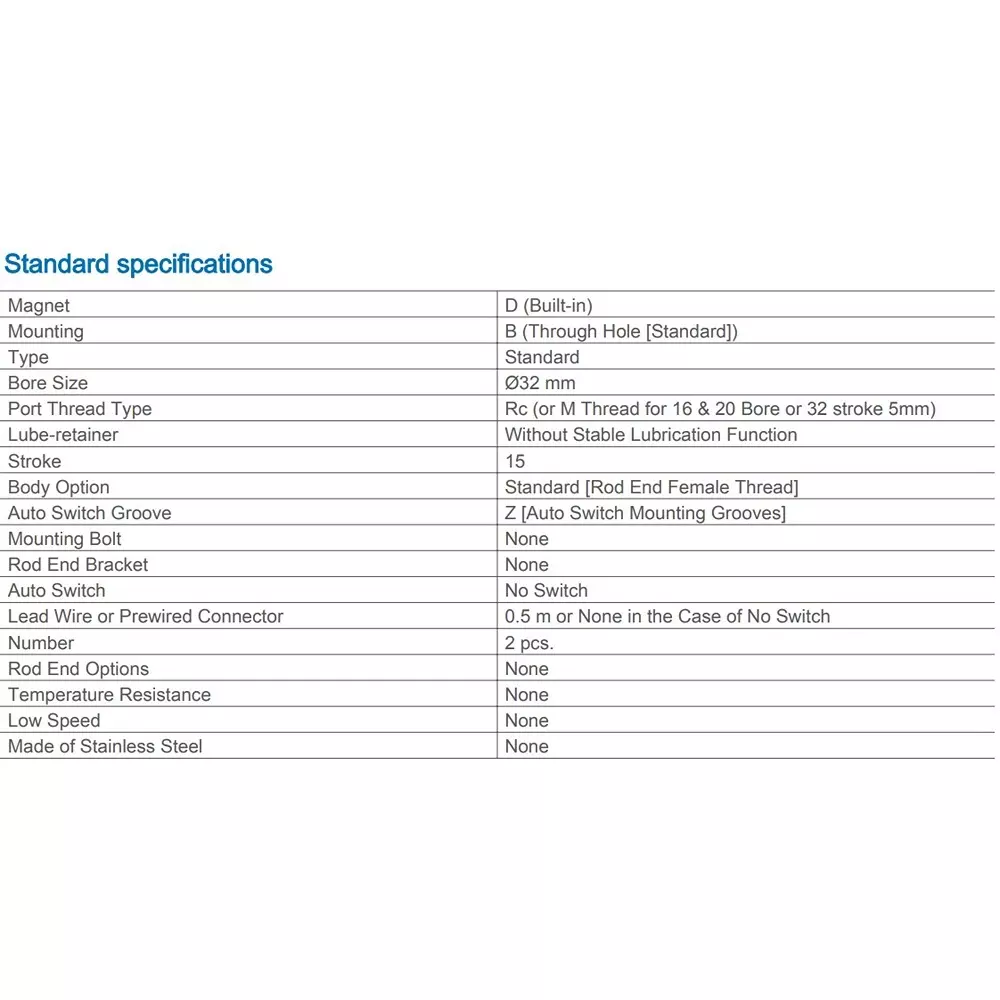 SMC CDQ2B32-15DZ (Stroke 15 mm) Pneumatic Compact Air Cylinder with Magnet