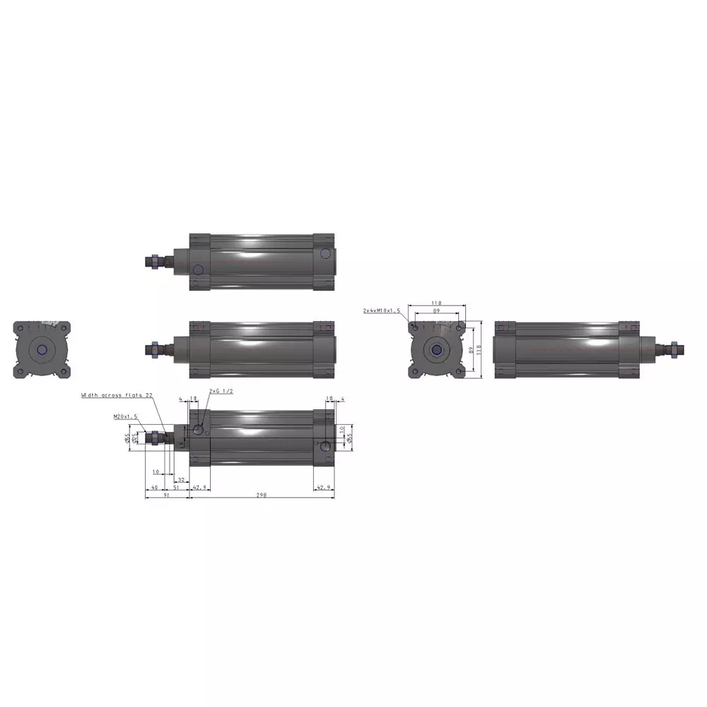 SMC Standard ISO Air Cylinder 100 mm Bore 160 mm Stroke CP96SDB100-160C