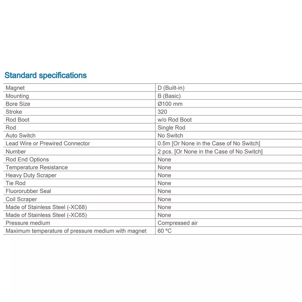 SMC Standard ISO Air Cylinder 100 mm Bore 320 mm Stroke CP96SDB100-320C