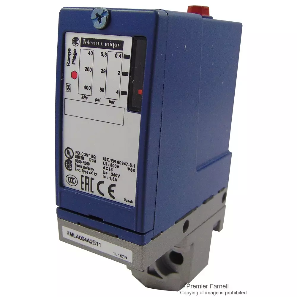 TELEMECANIQUE SENSORS Pressure Switch, 0.4-4Bar, Spdt, Flange, XMLA004A2S11