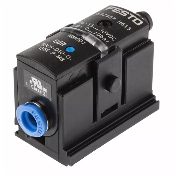 Festo Pressure Sensor, 15 to 30 V DC, IP40 10 bar, SDE5-D10-O-Q6E-P-M8