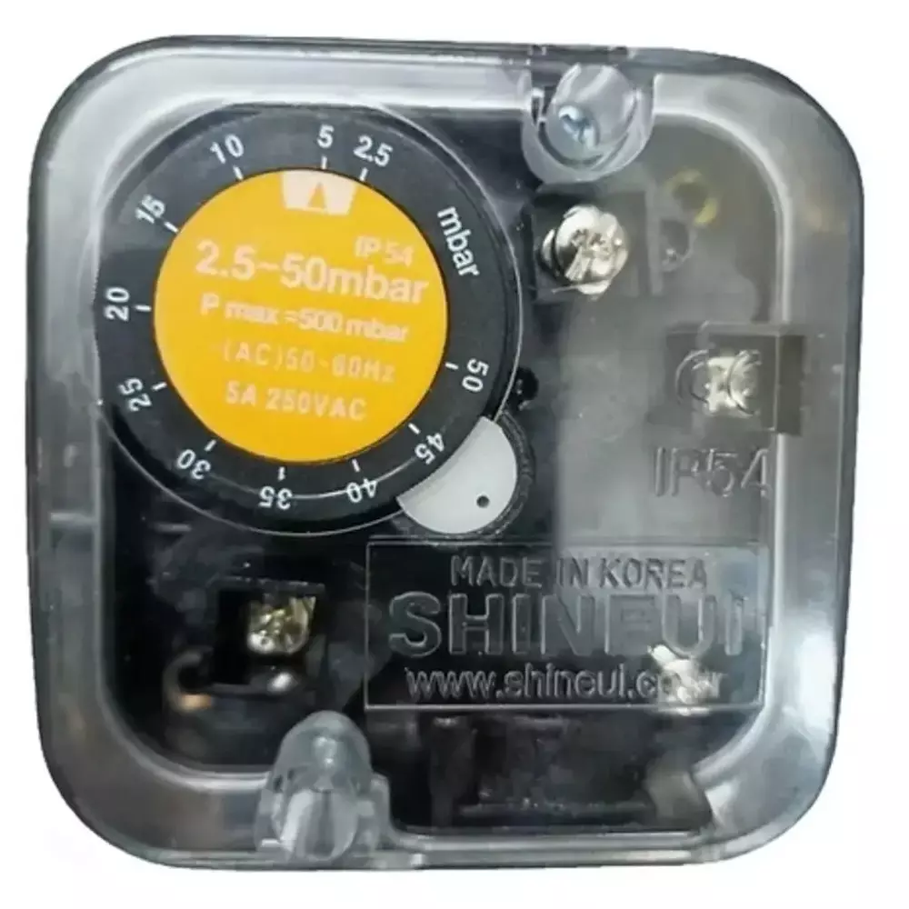 Shineui Gas Pressure Switch 6 Amp 250 V AC 2.5-50 mbar Pressure, SGPS-50V
