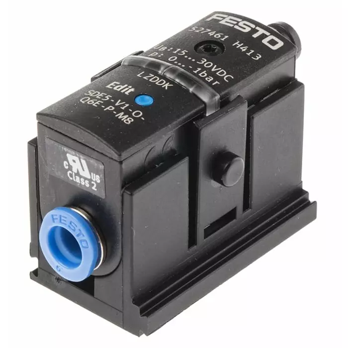 Festo Pressure Sensor, 15 to 30 V DC, IP40 0 bar, SDE5-V1-O-Q6E-P-M8