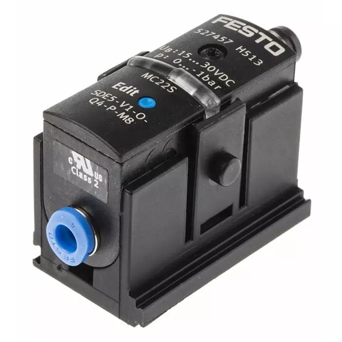Festo Pressure Sensor, 15 to 30 V DC, IP40 0 bar, SDE5-V1-O-Q4-P-M8