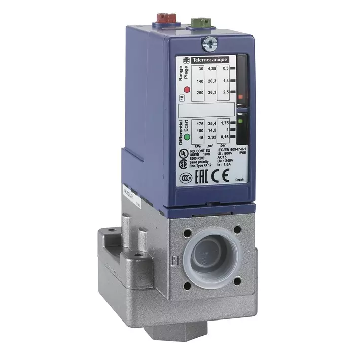 TELEMECANIQUE SENSORS Pressure Switch, Spst-Co, 2.5Bar, Panel, XMLB002A2S12
