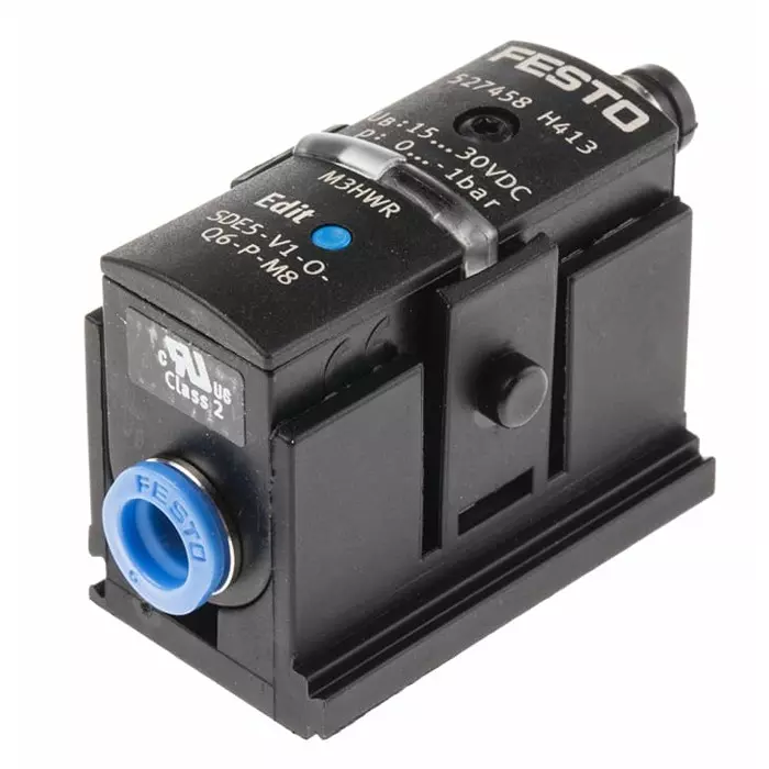 Festo Pressure Sensor, 15 to 30 V DC, IP40 0 bar, SDE5-V1-O-Q6-P-M8