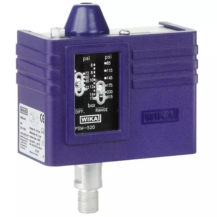 WIKA PSM-520 Series Pressure Switch 6bar Min 15bar Max SPDT Output, 14269090