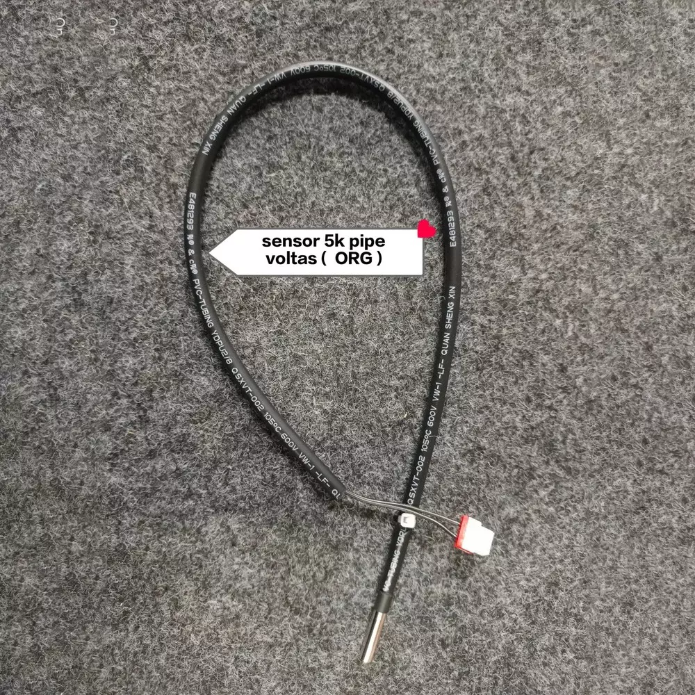 GENERIC 5K Pipe Sensor Voltas (ORG) Black Stainless Steel (Pipe), PVC (Cable) 2 Pin Plug for Industrial Use