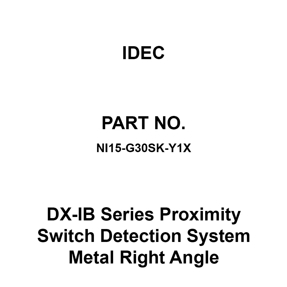 IDEC DX-IB Series Proximity Switch Detection System (Intrinsically Safe Explosion-proof Structure) Metal Right Angle M30x72x50 mm, NI15-G30SK-Y1X