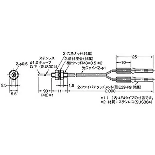 Omron Fiber Unit E32 Series Reflective Type, E32-DC200F4