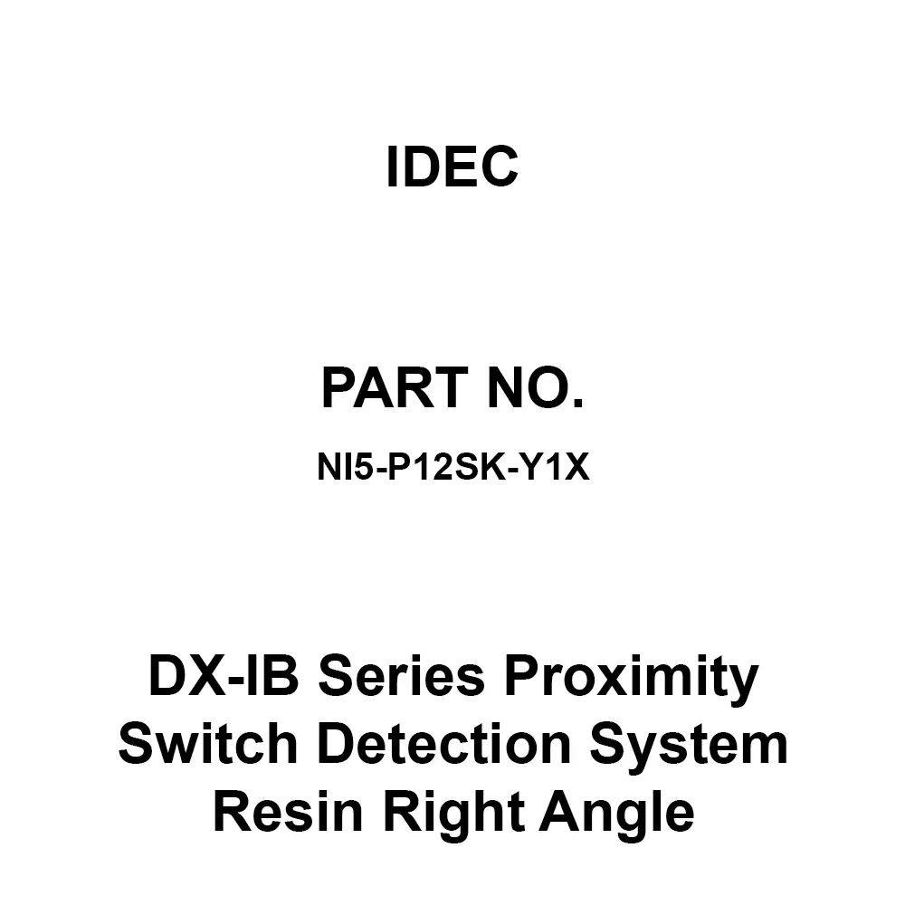 IDEC DX-IB Series Proximity Switch Detection System (Intrinsically Safe Explosion-proof Structure) Resin Right Angle M12x65x50 mm, NI5-P12SK-Y1X