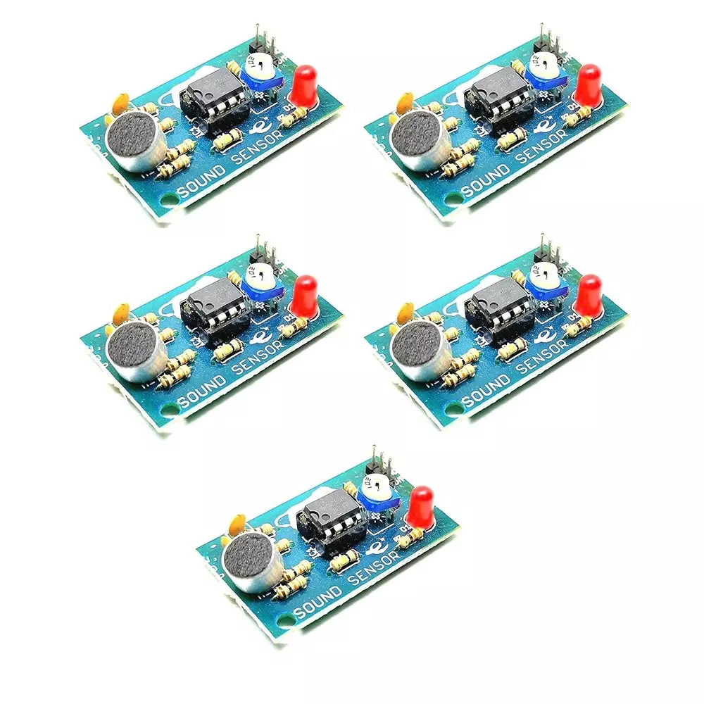 Invento Sound Sensor Analog & Digital Output Type DC 3.3-5 V Working Voltage Square Shape, ISC 1064-3X (Pack of 5 Pcs)
