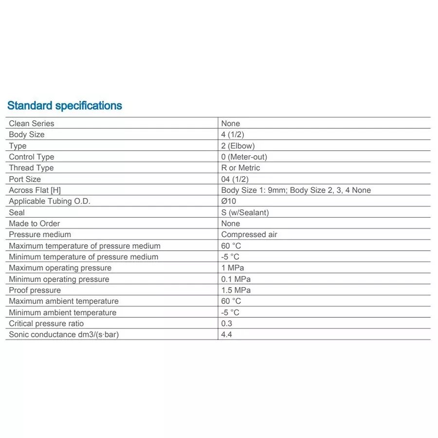 SMC 12.7 mm (1/2 Inch) Elbow Type Speed Controller AS4201F-04-10SA
