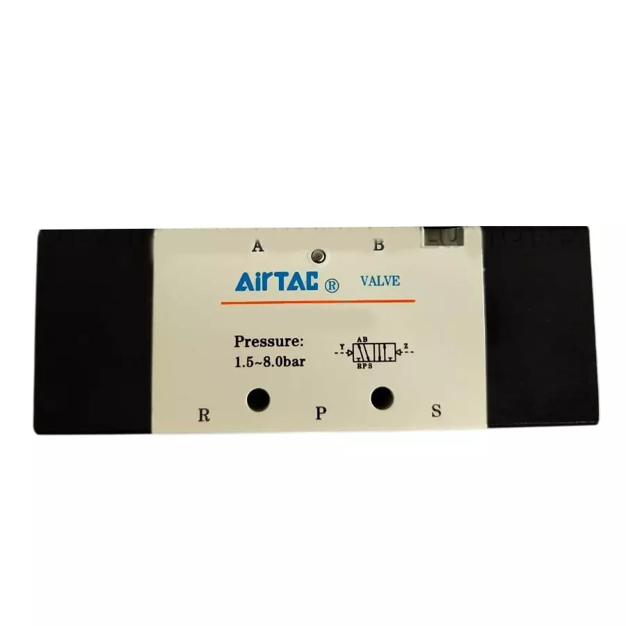 Airtac 5/2 Way Double Acting Air Valve G 3/8 inch (9.52 mm) Port Size and Aluminium Alloy Body, 4A320-10