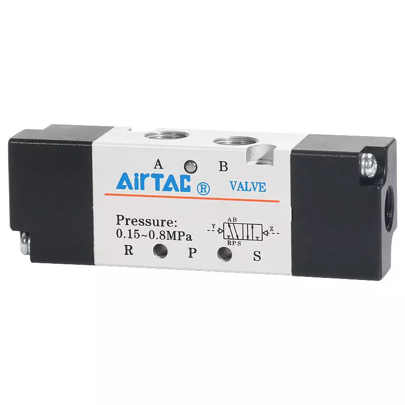 Airtac 5/3 Way Double Acting Air Valve G M5 Port Size and Aluminium Alloy Body, 4A130-M5