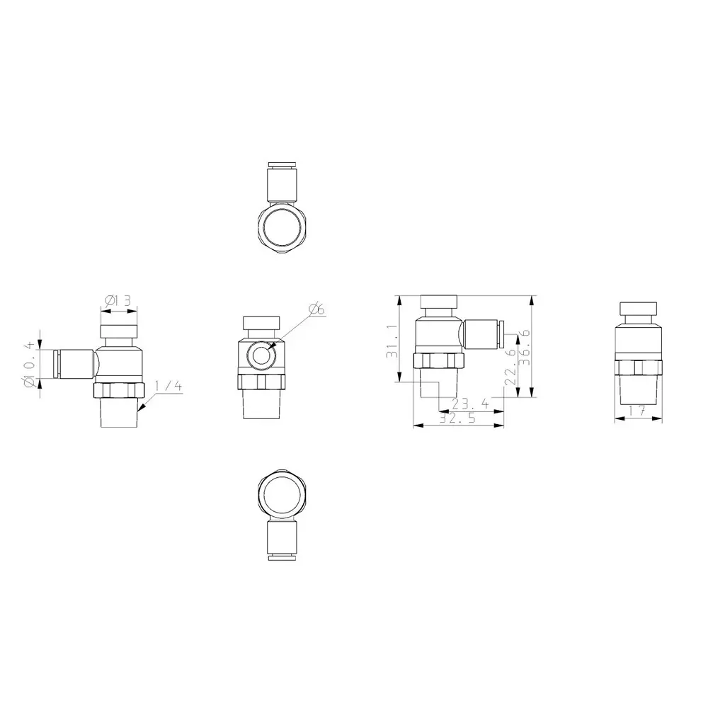 SMC 6.35 mm (1/4 inch) PBT Speed Controller with One Touch fitting 6 mm Outer Dia, AS2211F-02-06SA (Pack of 10 Piece)