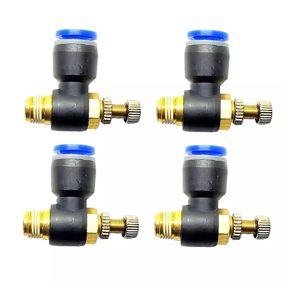 Invento Pneumatic Air Flow Speed Controller Valve 8 mm Tube OD 3 mm (1/8 inch) BSP Male Thread Size, ISC 177-X2 (Pack of 4 Pcs)