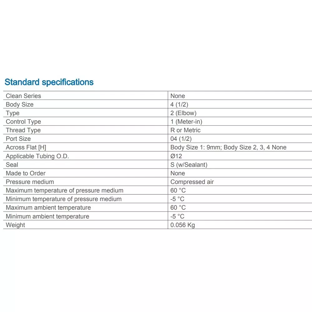 SMC 12.7 mm (1/2 Inch) PBT Speed Controller with One Touch fitting 12 mm Outer Dia, AS4211F-04-12SA (Pack of 10 Piece)