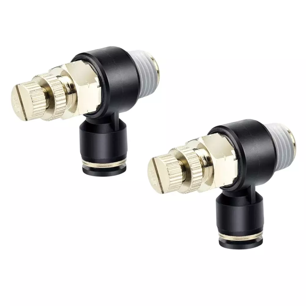 Invento Pneumatic Air Flow Speed Controller Valve 8 mm Tube OD 6.35 mm (1/4 inch) BSP Male Thread Size, ISC 180-X1 (Pack of 2 Pcs)