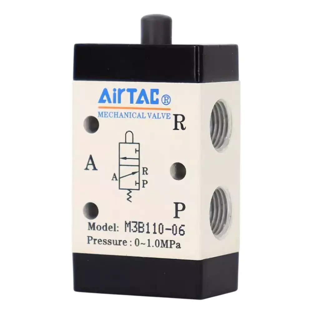 Airtac M3100 Series Direct Control Valve 3/2 Way External Control Direct Acting Type 1/8 inch (3.17 mm) Port Size and Aluminium Alloy Body, M3B110