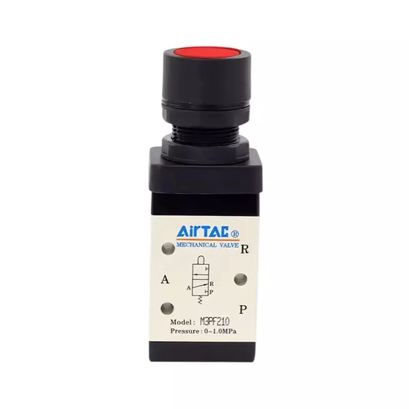 Airtac M3200 Series Flat Button Control Valve 3/2 Way External Control Direct Acting Type 1/4 inch (6.35 mm) Port Size and Aluminium Alloy Body, M3PF210
