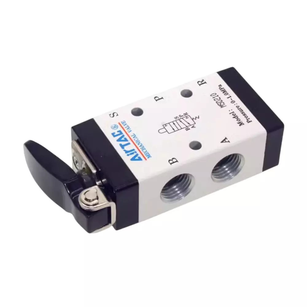 Airtac M5 Series Control Valve Short Lever Push Type 5/2 Way 1/8 inch (3.17 mm) Port Size and Aluminium Alloy Body, M5D210