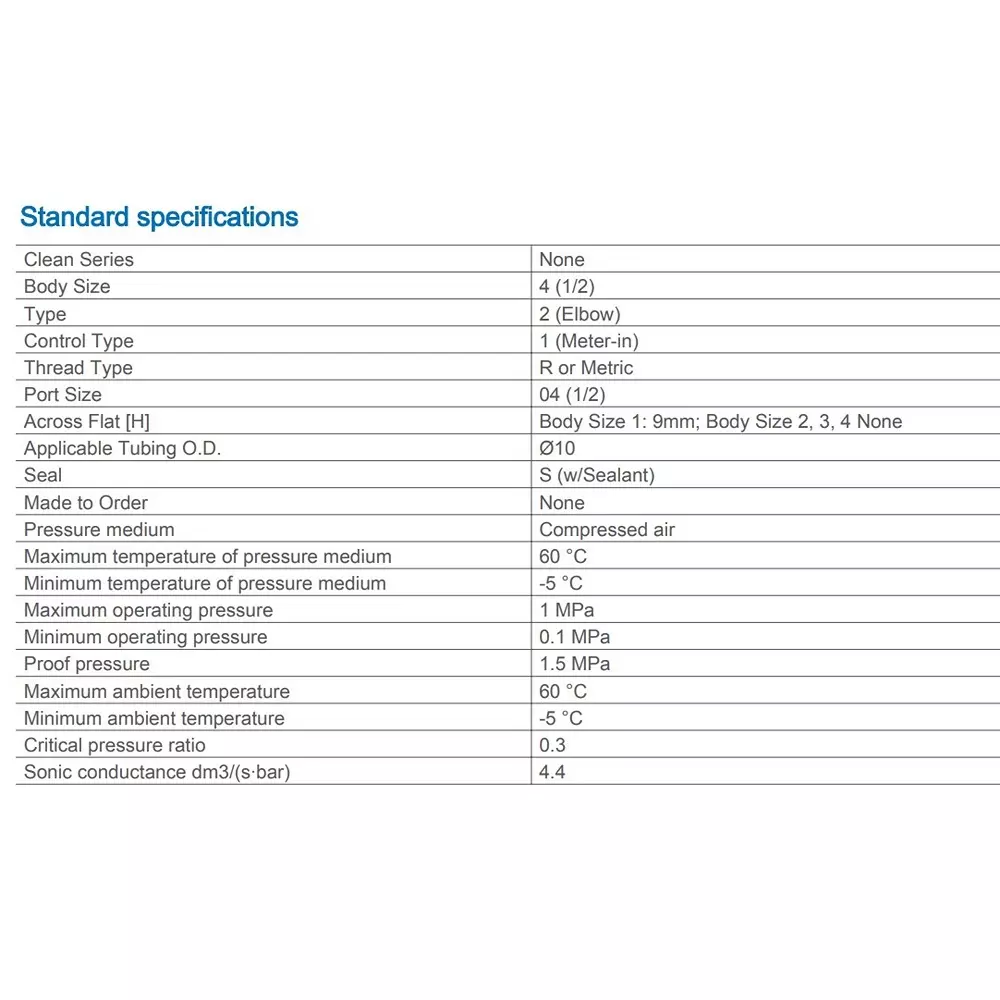 SMC 12.7 mm (1/2 Inch) PBT Speed Controller with One Touch fitting 10 mm Outer Dia, AS4211F-04-10SA (Pack of 10 Piece)