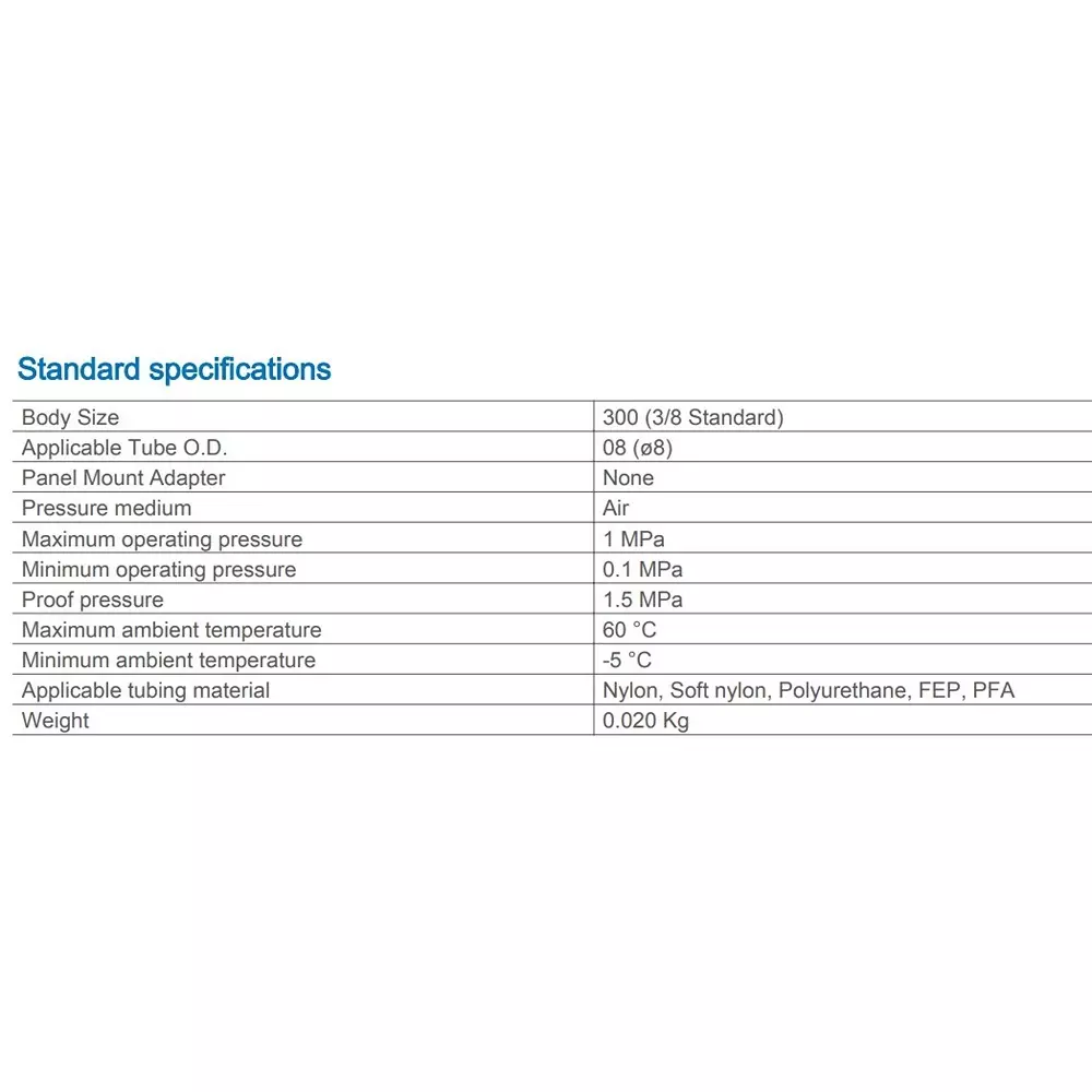 SMC 3/8 Standard PBT Speed Controller with One Touch fitting 8 mm Outer Dia, AS3002F-08A (Pack of 10 Piece)