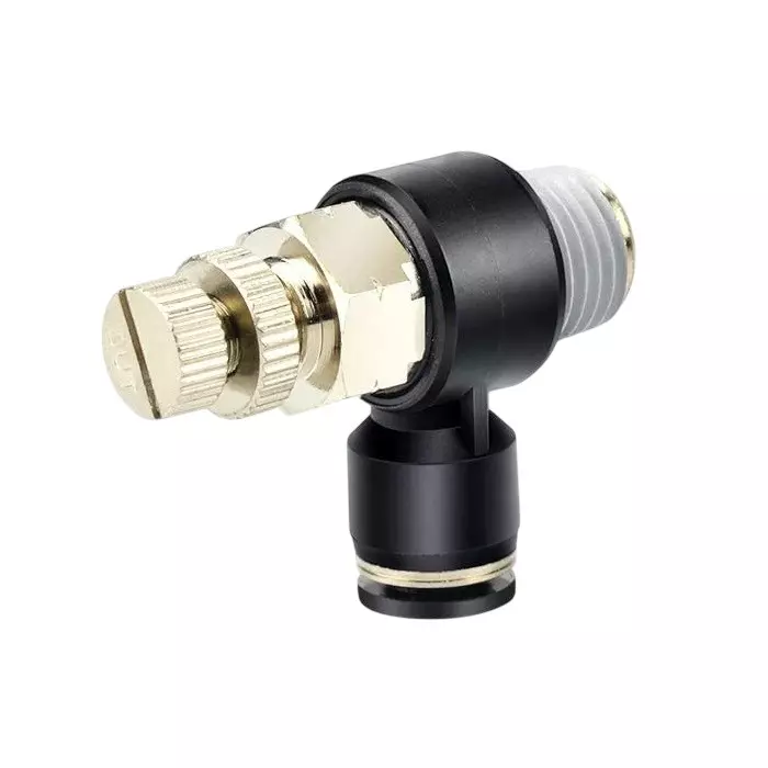 Invento Pneumatic Air Flow Speed Controller Valve 8 mm Tube OD 6.35 mm (1/4 inch) BSP Male Thread Size, ISC 180-X3 (Pack of 8 Pcs)