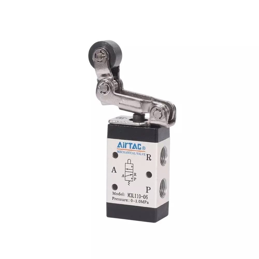 Airtac M3100 Series Single Direction Roller Control Valve 3/2 Way External Control Direct Acting Type 1/8 inch (3.17 mm) Port Size and Aluminium Alloy Body, M3L110