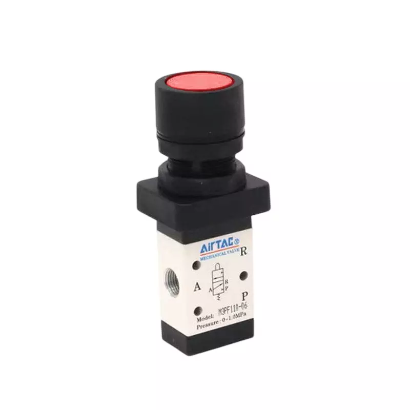 Airtac M3100 Series Flat Button Control Valve 3/2 Way External Control Direct Acting Type 1/8 inch (3.17 mm) Port Size and Aluminium Alloy Body, M3PF110