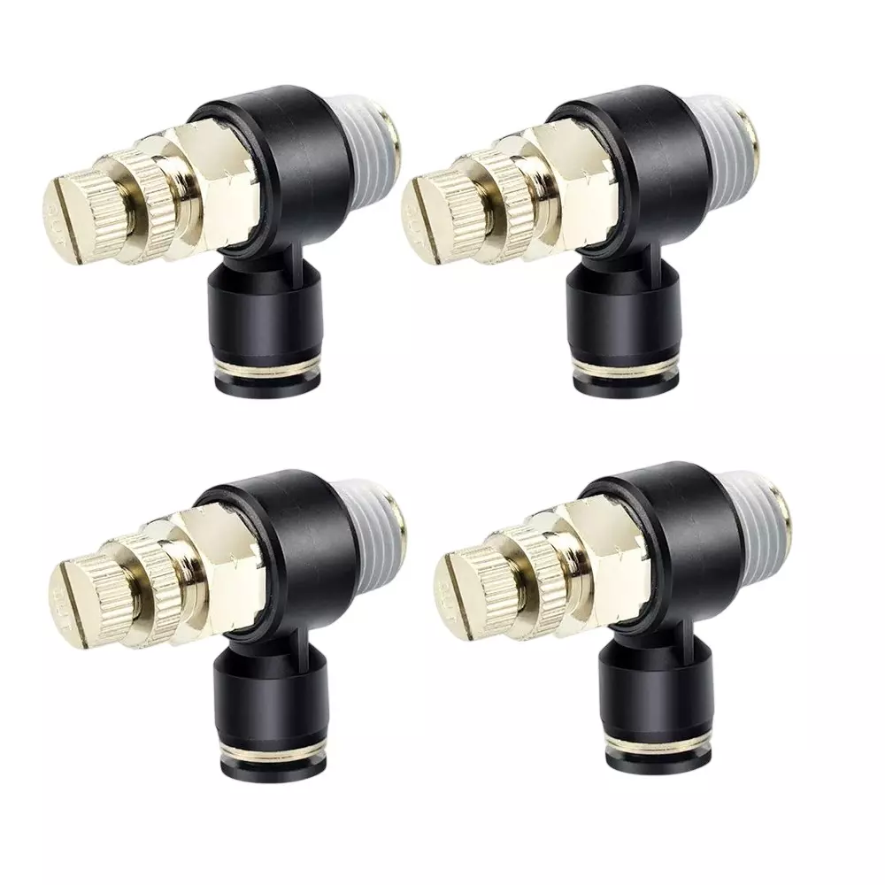 Invento Pneumatic Air Flow Speed Controller Valve 8 mm Tube OD 6.35 mm (1/4 inch) BSP Male Thread Size, ISC 180-X2 (Pack of 4 Pcs)