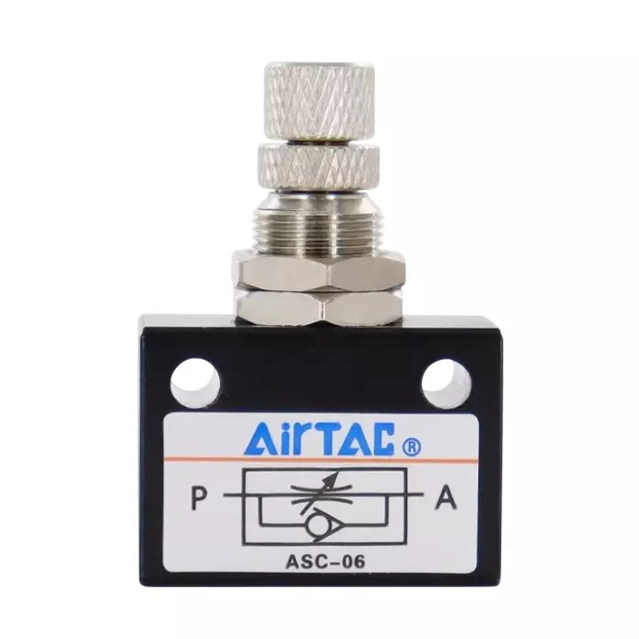 Airtac ASC Series Flow Control Valve 1/8 inch (3.17 mm) Port Size Aluminium Alloy Body and 7-135 psi Pressure, ASC-06