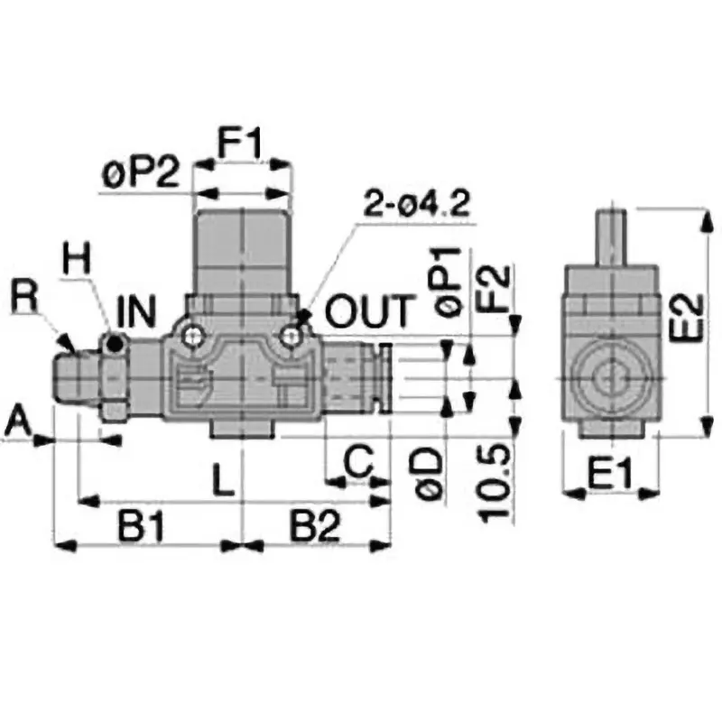 PISCO Hand Valve Straight B 3-Way 0 to 60℃, HV01-8