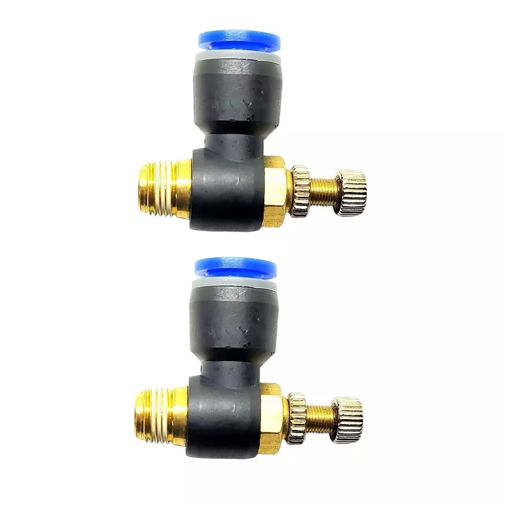 Invento Pneumatic Air Flow Speed Controller Valve 8 mm Tube OD 3 mm (1/8 inch) BSP Male Thread Size, ISC 177-X1 (Pack of 2 Pcs)