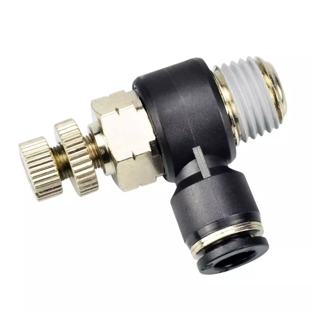 Invento Pneumatic Air Flow Speed Controller Valve 8 mm Tube OD 6.35 mm (1/4 inch) BSP Male Thread Size, ISC 180-X