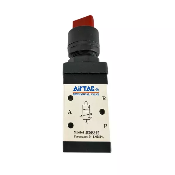 Airtac M3200 Series Knob Control with Lock Control Valve 3/2 Way External Control Direct Acting Type 1/8 inch (3.17 mm) Port Size and Aluminium Alloy Body, M3HS210