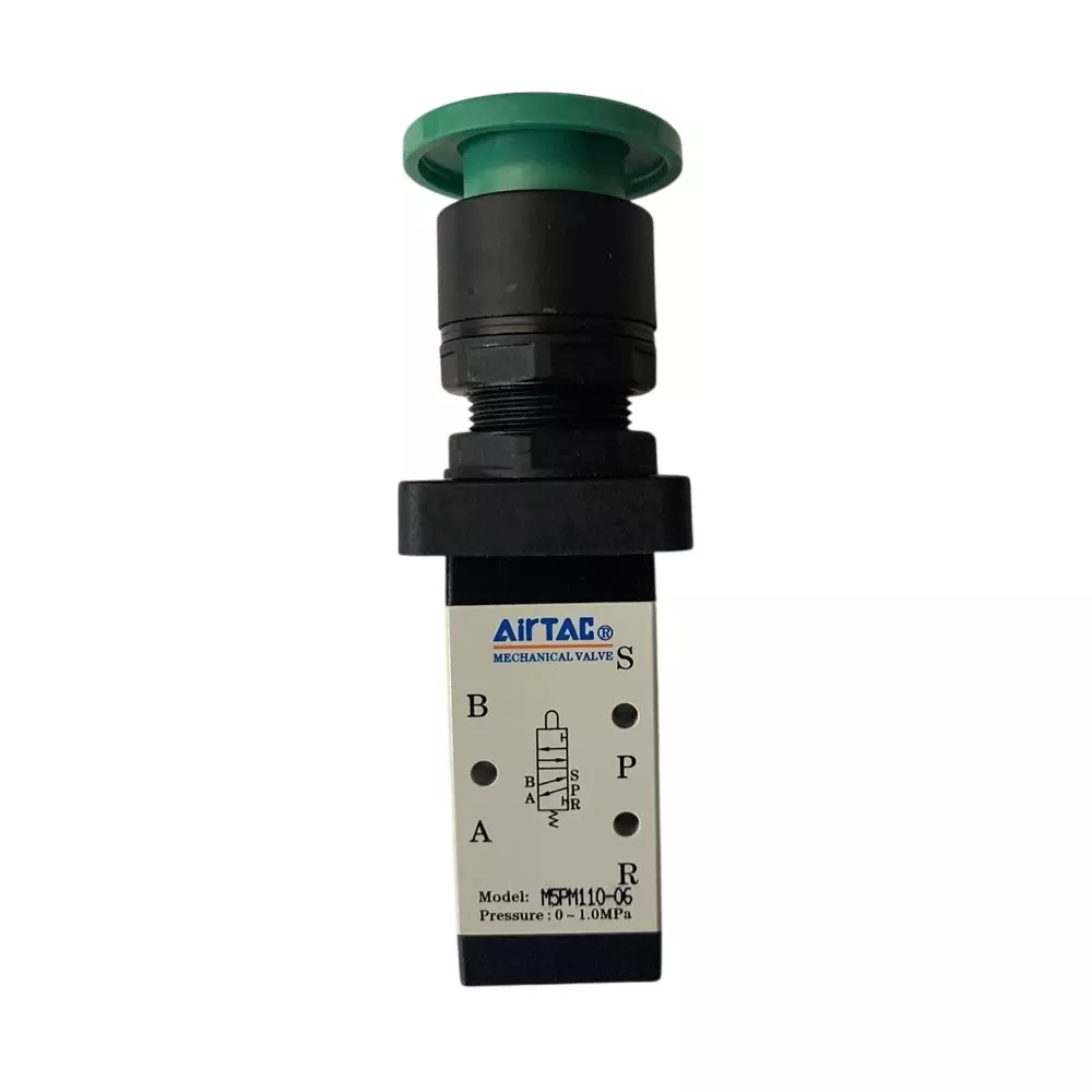 Airtac M5 Series Control Valve Mushroom Button Type 5/2 Way 1/8 inch (3.17 mm) Port Size and Aluminium Alloy Body, M5PM110