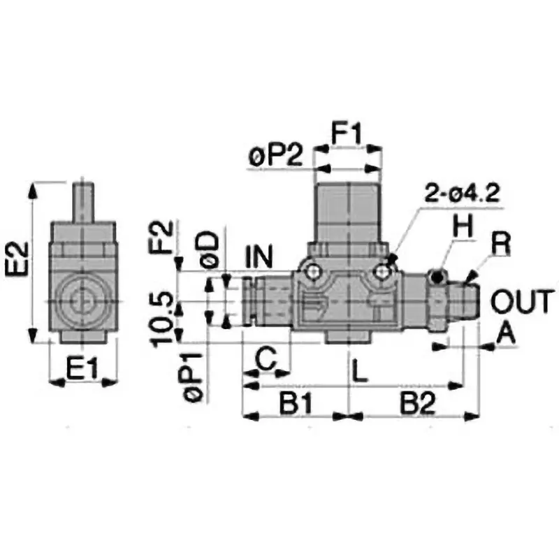 PISCO Hand Valve Straight A 3-Way 0 to 60℃, HV1/4-01