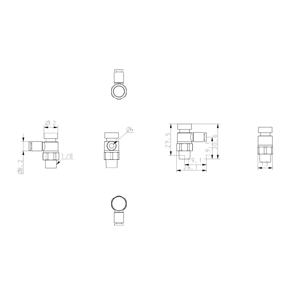 SMC 1/8 inch PBT Speed Controller with One Touch fitting 4 mm Outer Dia, AS2211F-01-04SA (Pack of 10 Piece)