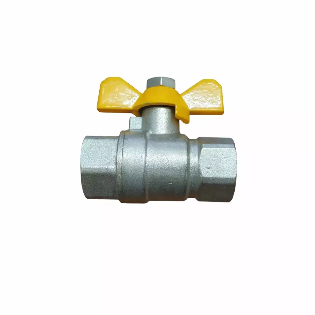 INTECO Butterfly Valve Brass Nickel Finish 9.5 mm (3/8 Inch), 1011-DN10