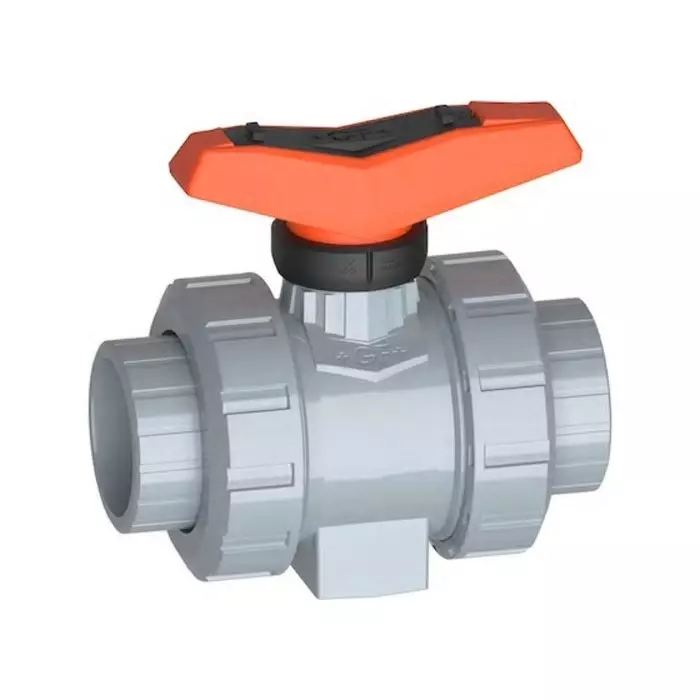 Georg Ball Valve Fischer ABS 2 Way Solvent Cement Socket 1 1/2in 16 bar Operating Pressure, 169546246