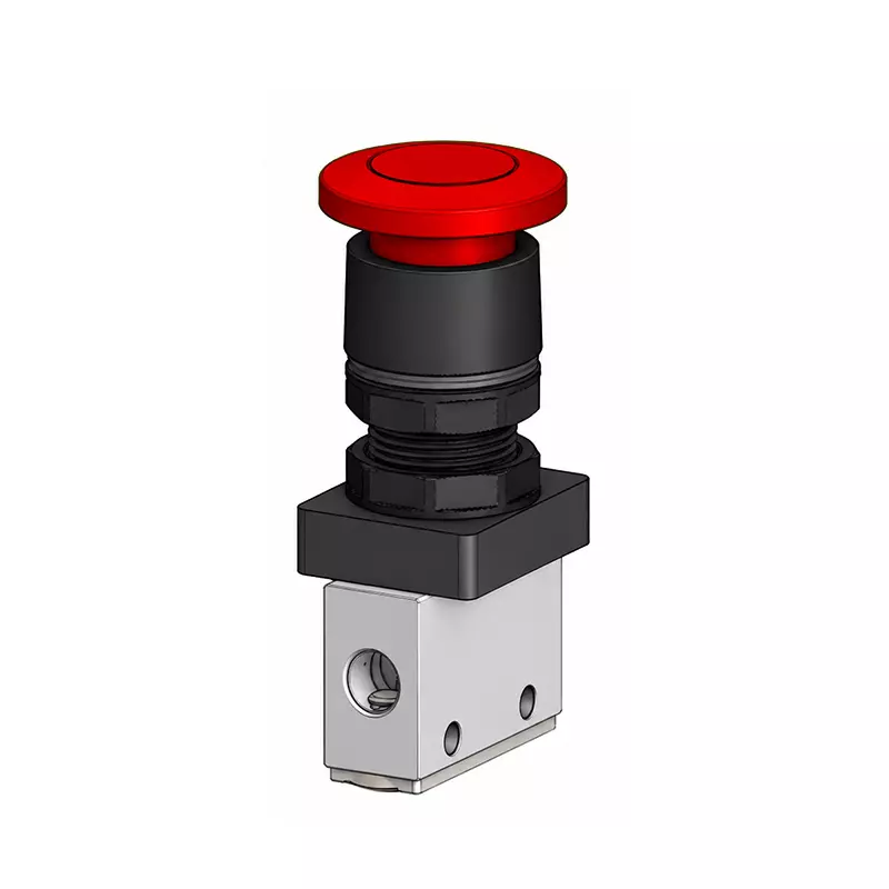 Spac Poppet Type Push Button Mushroom Valve Red Button Multicolor 3.17 mm for Industrial Use, PMB-01-NC-M-R