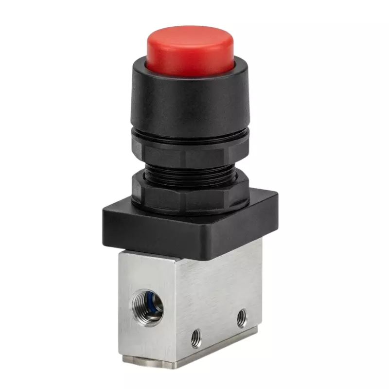 Spac Poppet Type Push Button Extended Valve Red Button Multicolor 3.17 mm for Industrial Use, PMB-01-NC-FE-R