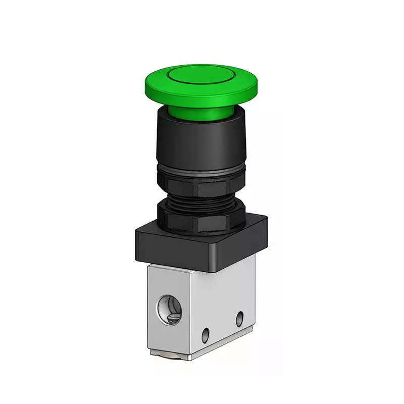 Spac Poppet Type Push Button Mushroom Valve Green Button Multicolor 3.17 mm for Industrial Use, PMB-01-NC-M-G