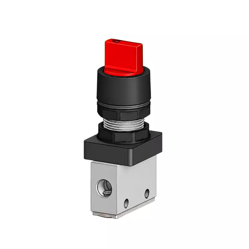Spac Poppet Type Twist Selector Valve Red Button Multicolor 3.17 mm for Industrial Use, PMB-01-NC-T-R