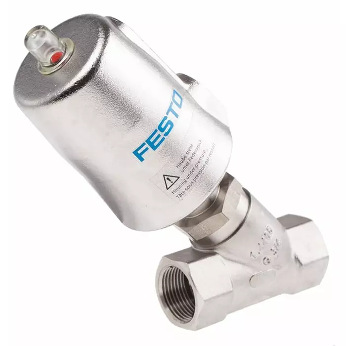 Festo Angle Seat type Pneumatic Actuated Valve, BSP 3/4 inch, 20 bar, VZXF-L-M22C-M-B-G34-180-M1-V4V4T-50-20