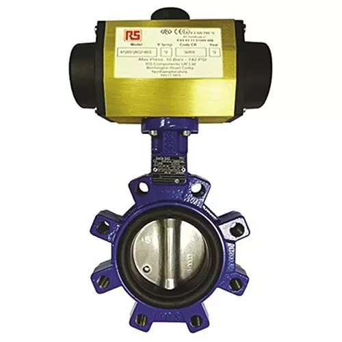 RS PRO Pneumatic Actuated Valve 16 bar Max Pressure Wafer Pattern Butterfly, 7998825