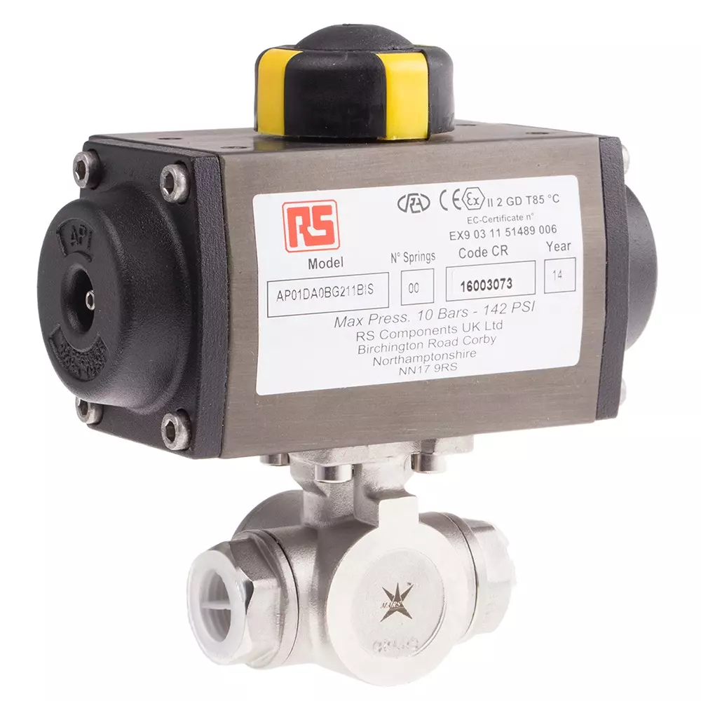 RS PRO Pneumatic Actuated Valve 1000 psi Max Pressure 316 Stainless Steel, 7998755